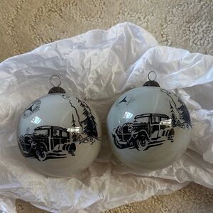 Vintage Car Holiday Ornaments - Black and White